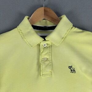 Abercrombie Fitch Polo Shirt Large Yellow Slim Muscle Faded Distressed Y2K Mall